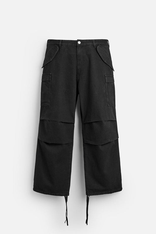 Baggy Fit Denim Cargo Trousers